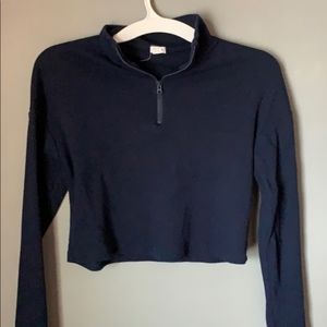 Garage navy half zip crop top